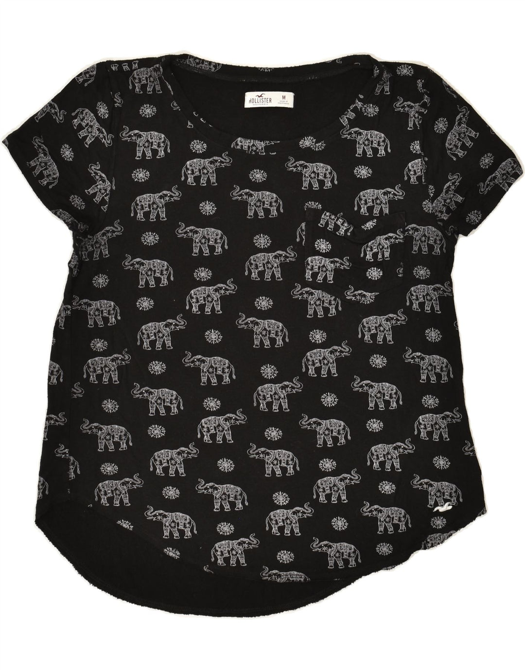 HOLLISTER Womens Graphic T-Shirt Top UK 12 Medium Black Animal Print | Vintage Hollister | Thrift | Second-Hand Hollister | Used Clothing | Messina Hembry 