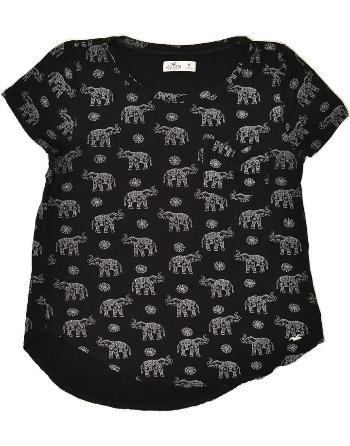 HOLLISTER Womens Graphic T-Shirt Top UK 12 Medium Black Animal Print | Vintage Hollister | Thrift | Second-Hand Hollister | Used Clothing | Messina Hembry 