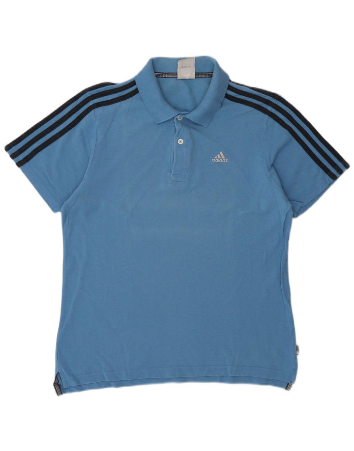Ανδρικό πουκάμισο πόλο ADIDAS από μεσαίο μπλε βαμβακερό
