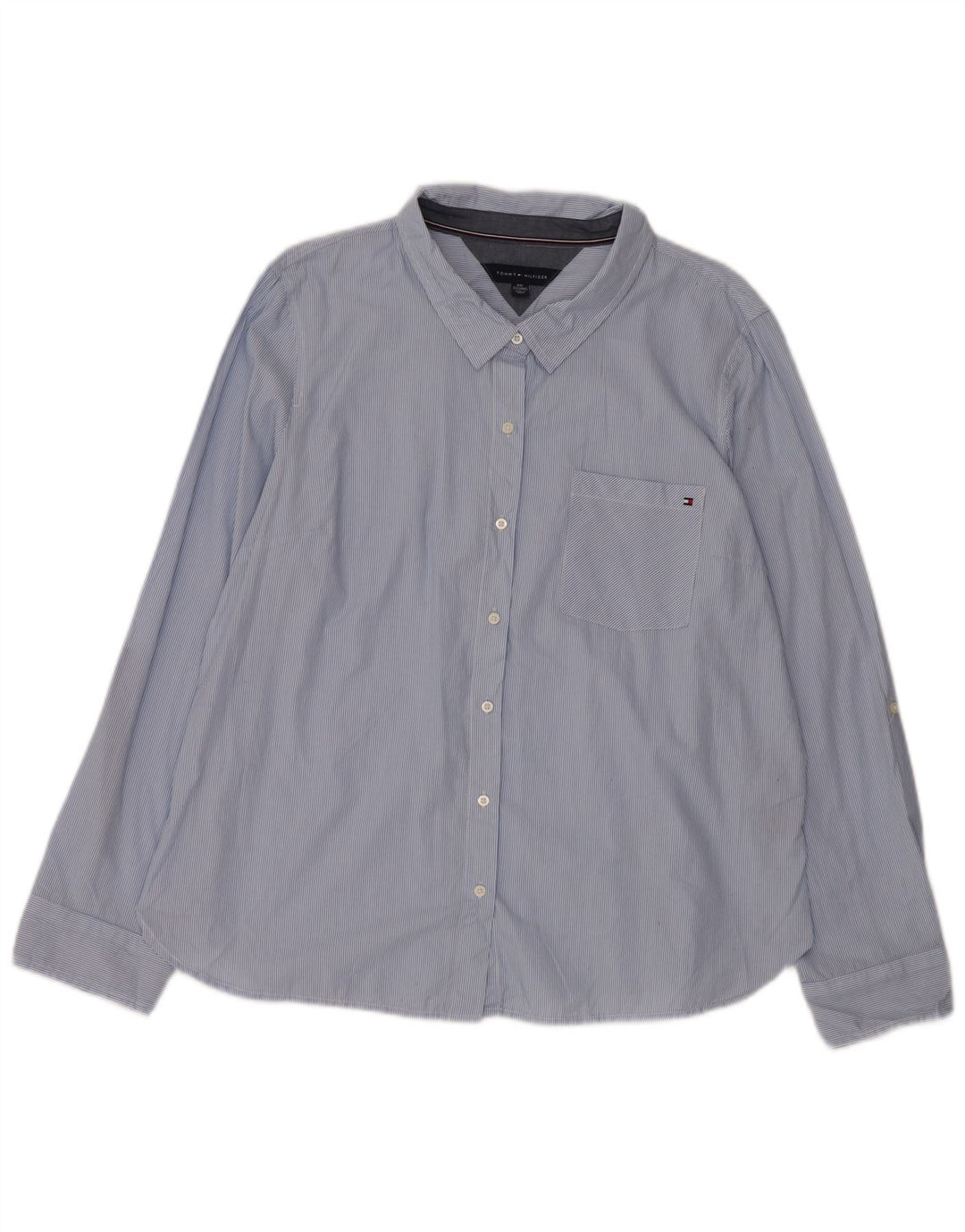 TOMMY HILFIGER Γυναικείο πουκάμισο UK 20 2XL Μπλε βαμβακερό ριγέ