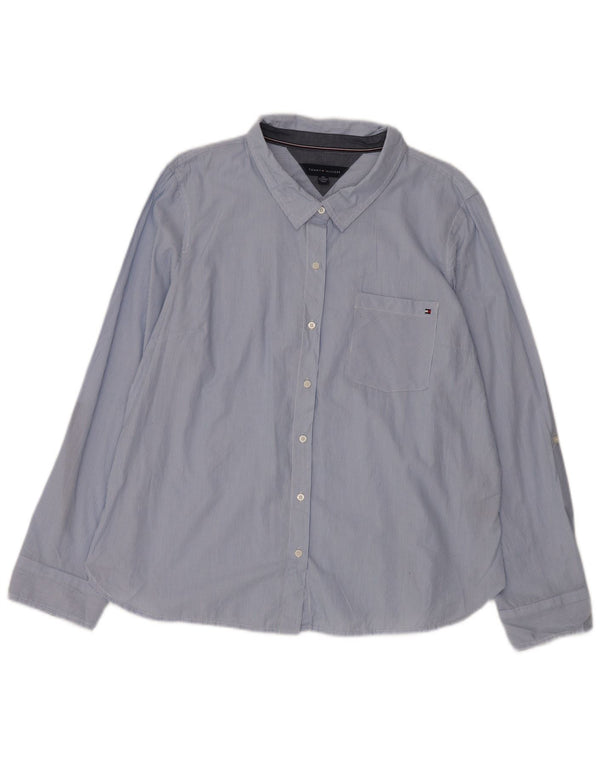 TOMMY HILFIGER Γυναικείο πουκάμισο UK 20 2XL Μπλε βαμβακερό ριγέ