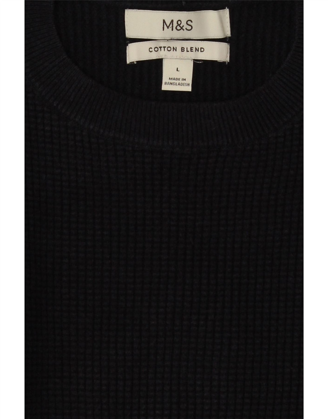 MARKS & SPENCER Ανδρικό πουλόβερ με λαιμόκοψη μεγάλου μπλε βαμβακερό