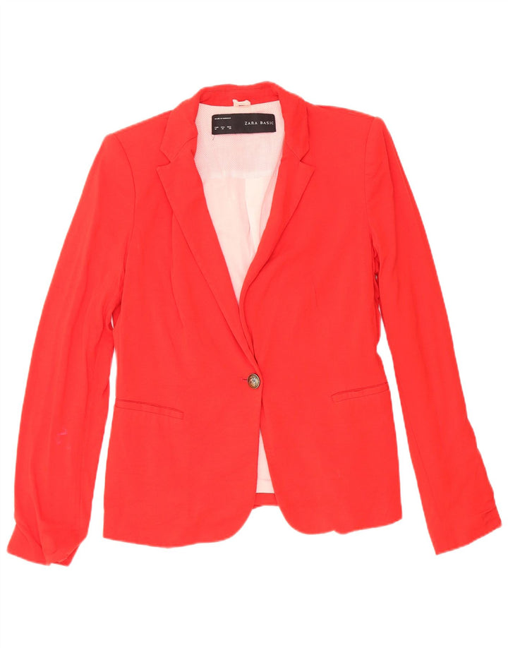 Zara Γυναικείο Μπουφάν 1 Button Blazer UK 12 Medium Red Acetate