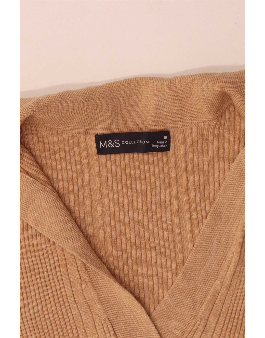 Marks & Spencer Γυναικείο Πόλο πουλόβερ με λαιμόκοψη μεγάλου μεγέθους UK 10 Small Beige