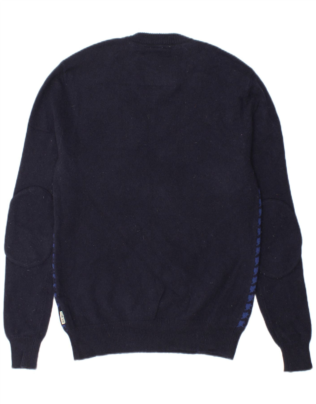 JACK WILLS Mens Crew Neck Jumper Sweater Small Navy Blue Houndstooth