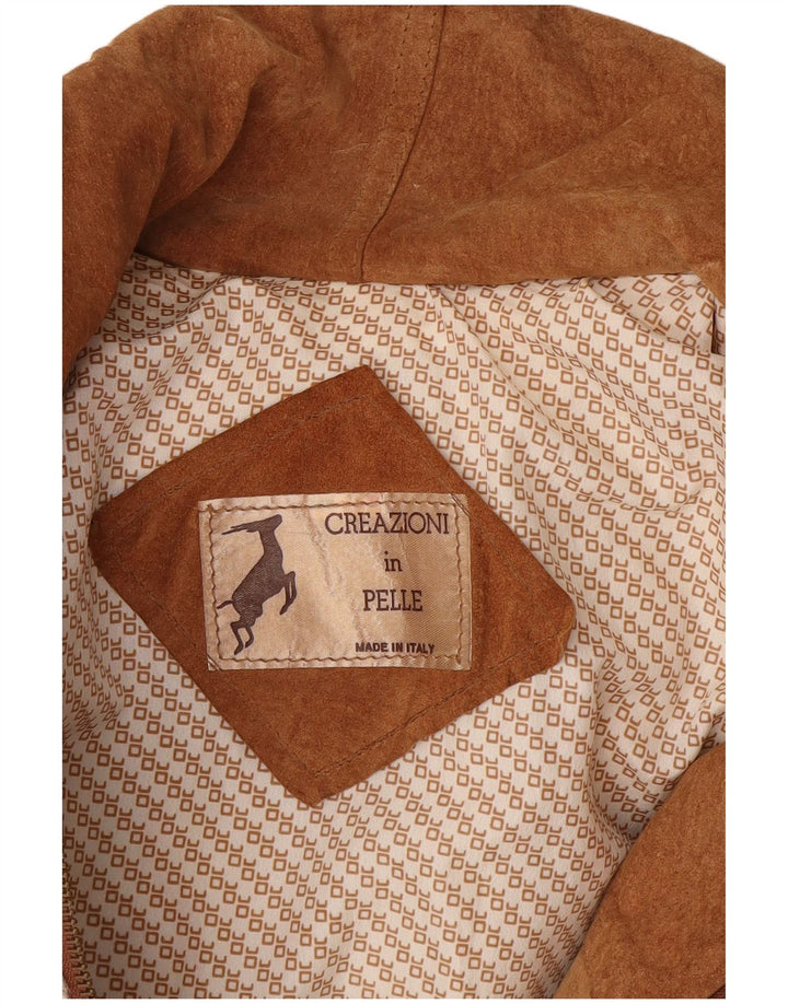 Vintage Γυναικείο Fleece Jacket UK 14 Medium White Colourblock Leather