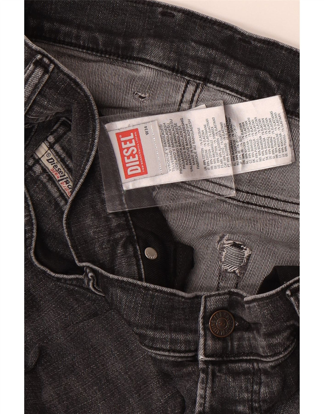 Diesel Ανδρικό Slim Jeans W34 L33 Γκρι βαμβακερό