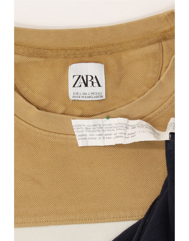 Ανδρικό φούτερ Zara Jumper Μεγάλο μπεζ χρώμα, βαμβακερό
