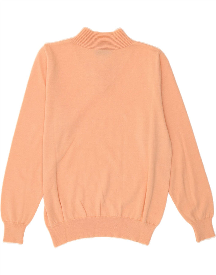 VINTAGE Womens V-Neck Jumper Sweater UK 12 Medium Orange Polyacrylic Vintage Vintage and Second-Hand Vintage from Messina Hembry 