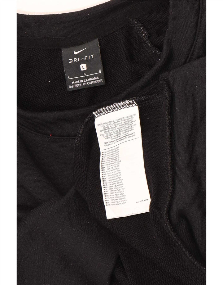 Γυναικείο Nike Dri Fit γραφικό φούτερ μεγάλου μεγέθους Jumper UK 16 μεγάλο μαύρο