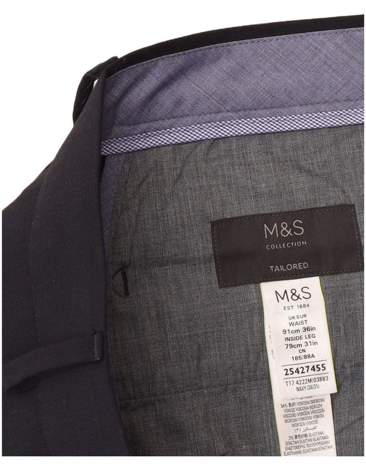 Ανδρικό παντελόνι με λεπτή φόρμα Marks & Spencer W36 L31 Navy Blue