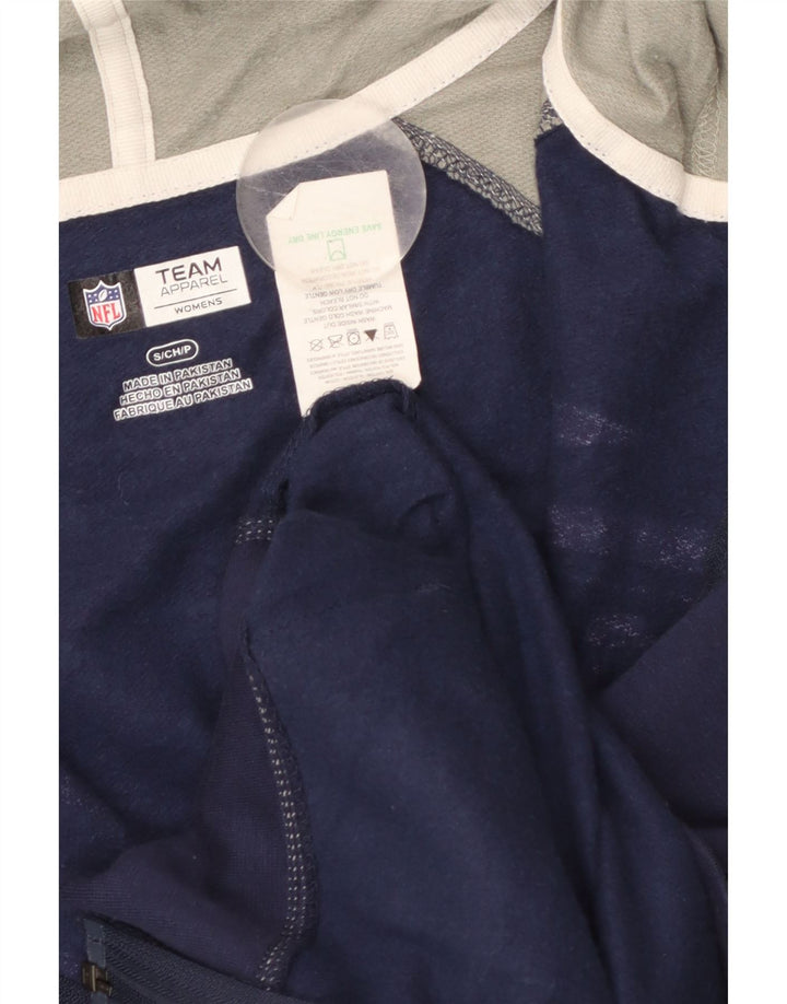 NFL Womens Patriots Zip Hoodie πουλόβερ UK 10 Small Navy Blue Colourblock