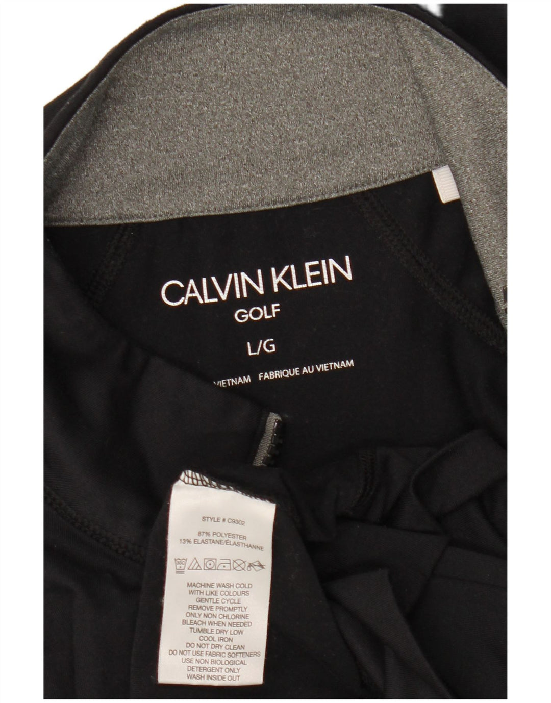 CALVIN KLEIN Ανδρική φόρμα αθλητικής φόρμας πουλόβερ με φερμουάρ γραφικό γκολφ στο επάνω μέρος μεγάλο μαύρο