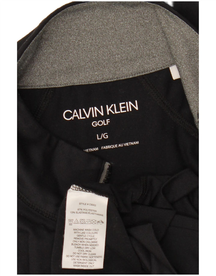 CALVIN KLEIN Ανδρική φόρμα αθλητικής φόρμας πουλόβερ με φερμουάρ γραφικό γκολφ στο επάνω μέρος μεγάλο μαύρο