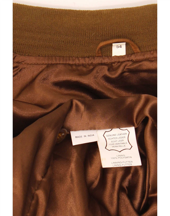 Vintage Ανδρικό Suede Bomber Jacket IT 54 2XL Καφέ Δερμάτινο