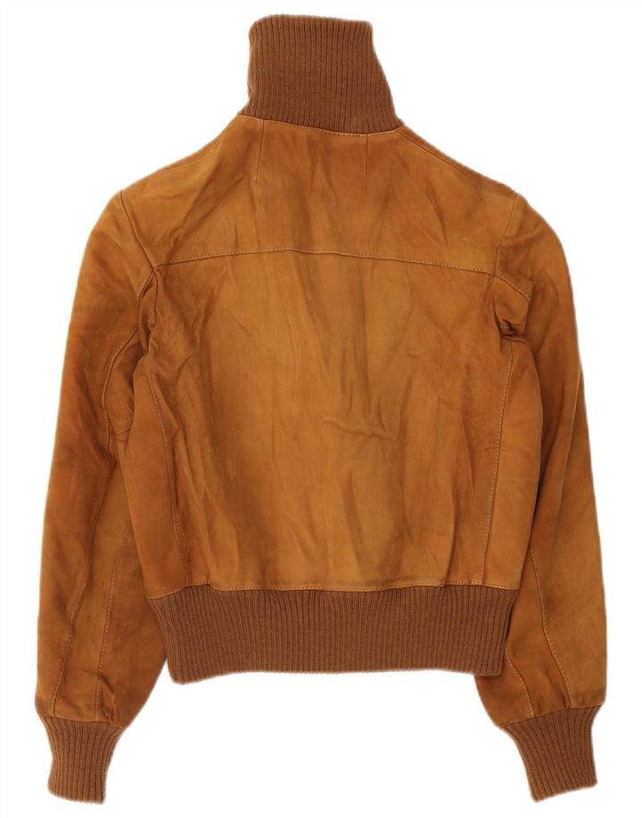 Vintage Γυναικείο Suede Bomber Jacket UK 10 Small Brown