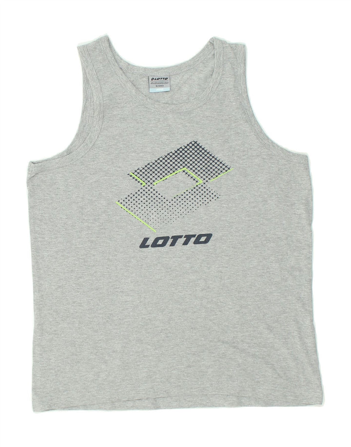 LOTTO Boys Graphic Vest Top 15-16 Years Grey Cotton | Vintage Lotto | Thrift | Second-Hand Lotto | Used Clothing | Messina Hembry 