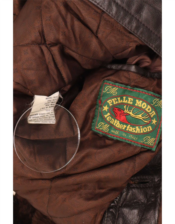 Pelle Moda Ανδρικό Δερμάτινο Παλτό UK 40 Large Brown Classic