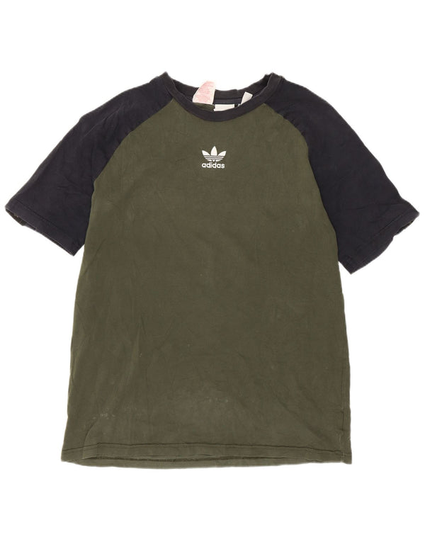 Adidas Boys T-Shirt Top 15-16 Years Green Colourblock Βαμβακερό