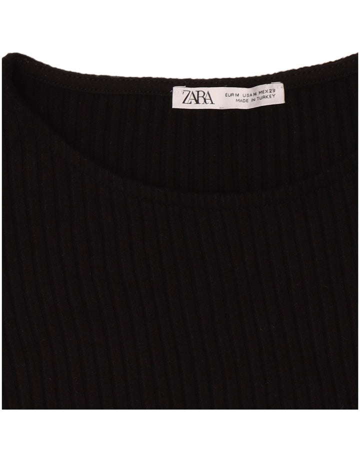 Zara Γυναικείο T-Shirt Top UK 12 Medium Black