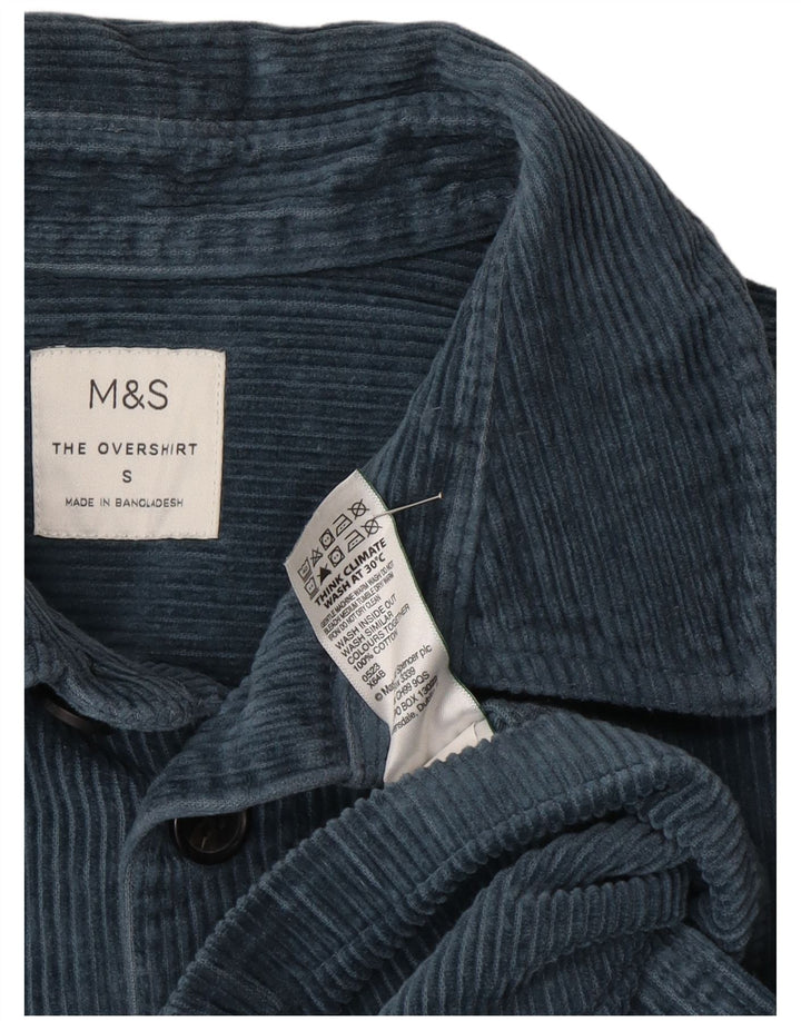 Marks & Spencer Ανδρικό πουκάμισο Κοτλέ πουκάμισο Μικρό Μπλε Βαμβακερό