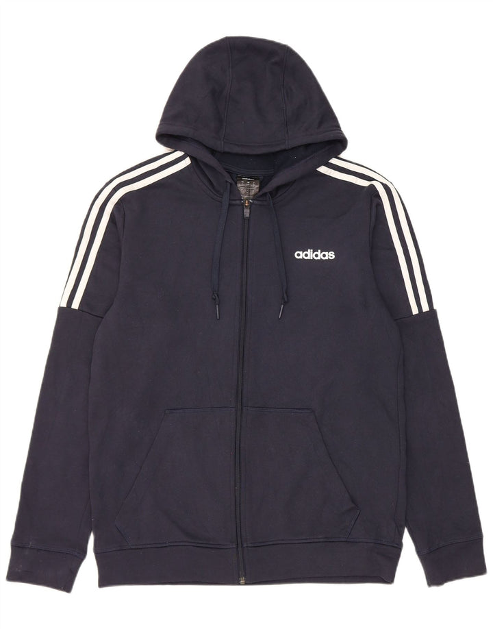 Ανδρικό πουλόβερ με κουκούλα με φερμουάρ Adidas Climalite με μεσαίο μπλε ναυτικό πολυεστέρα