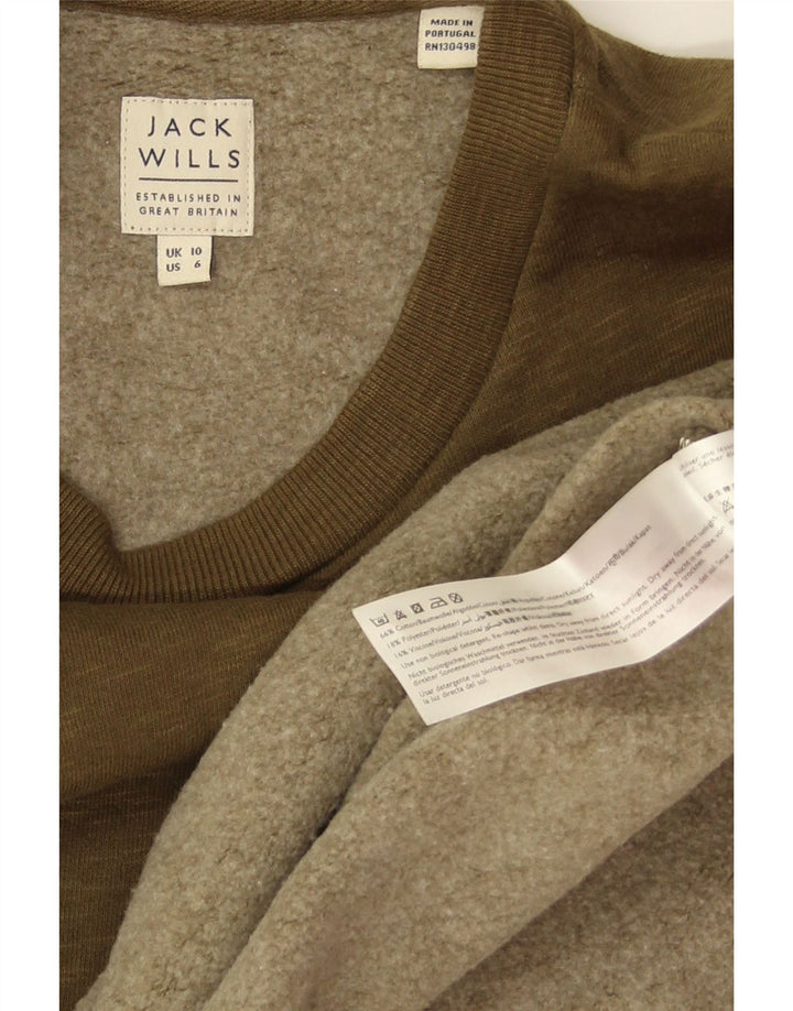JACK WILLS Γυναικείο φούτερ μεγάλου μεγέθους Jumper UK 10 Small Khaki βαμβακερό