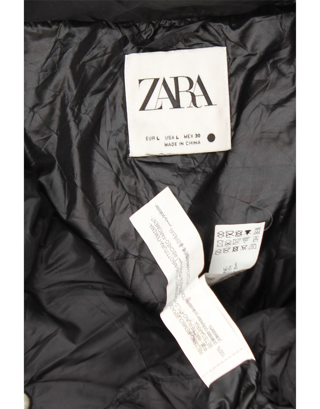 ZARA Γυναικείο μπουφάν με επένδυση UK 16 μεγάλου μαύρου πολυεστέρα