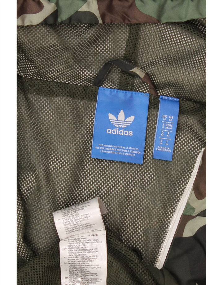 Ανδρικό μπουφάν βροχής με κουκούλα ADIDAS UK 38 Medium Khaki Camouflage Polyamide