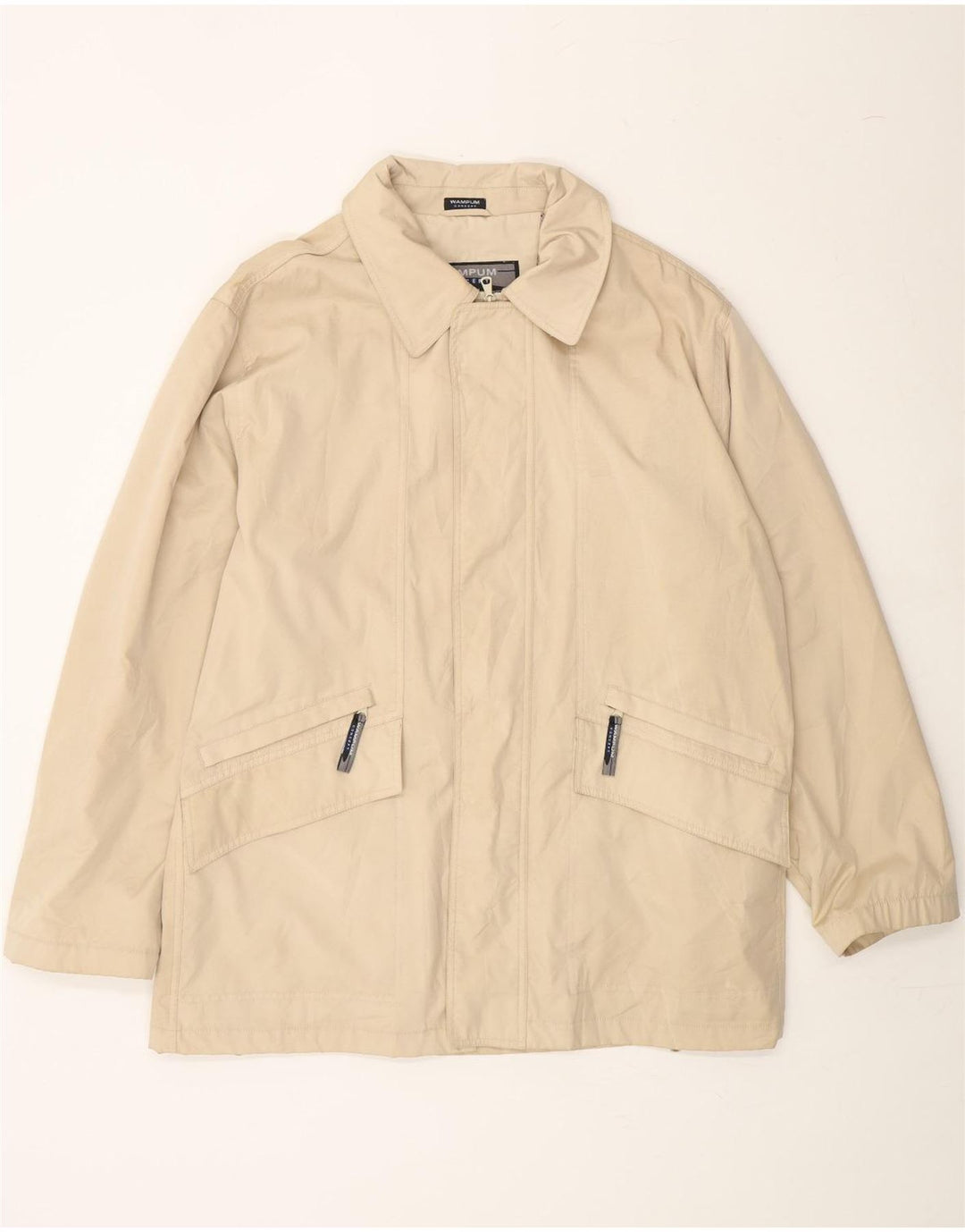 WAMPUM Mens Windbreaker Jacket UK 40 Large Beige Polyester Vintage Wampum and Second-Hand Wampum from Messina Hembry 