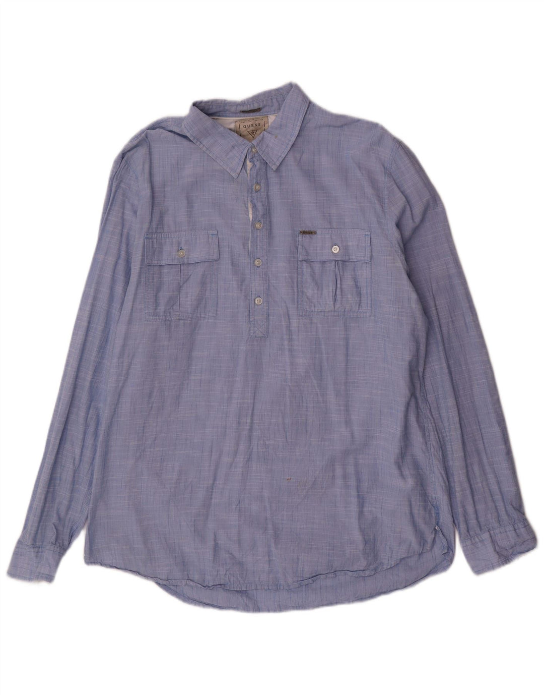 Guess Ανδρικό πουλόβερ πουλόβερ με κανονική εφαρμογή XL Μπλε βαμβακερό