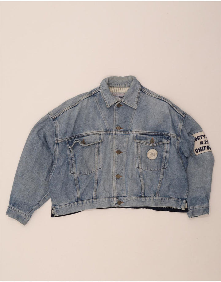 UNIFORM Γυναικείο Crop Graphic Τζιν μπουφάν UK 14 Large Blue