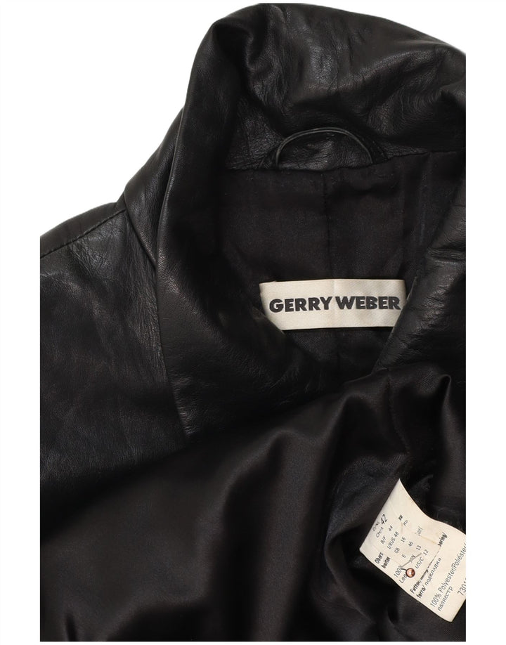 GERRY WEBER Γυναικείο Δερμάτινο Παλτό UK 16 Large Μαύρο Δερμάτινο