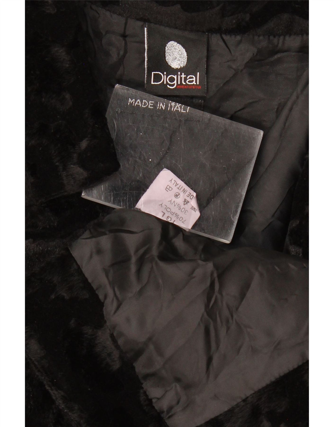 VINTAGE Γυναικείο μπουφάν Bolero από ψεύτικη γούνα UK 14 Large Black Polyester