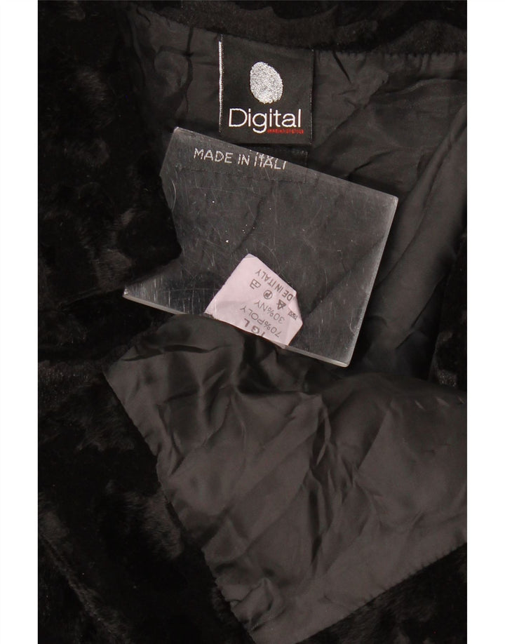 VINTAGE Γυναικείο μπουφάν Bolero από ψεύτικη γούνα UK 14 Large Black Polyester