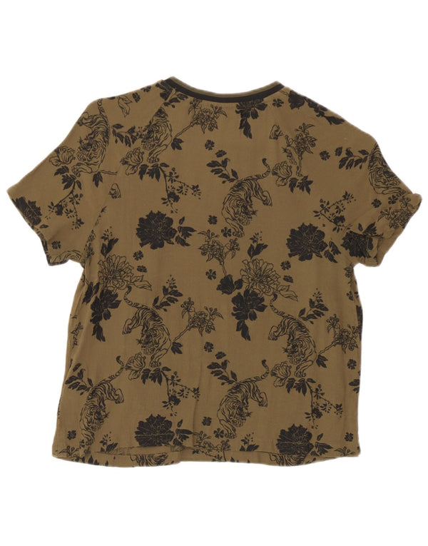 Superdry Γυναικείο T-Shirt Top UK 6 XS Khaki Floral Viscose