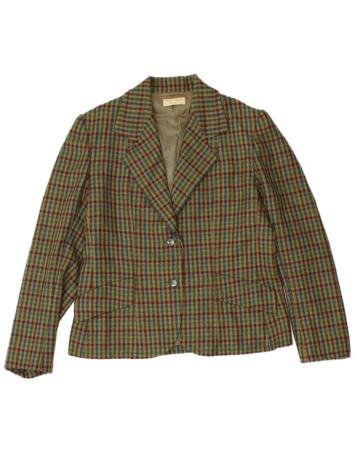 Vintage γυναικείο σετ 2 κουμπιών 2 τεμαχίων φούστα UK 12 Medium W26 Khaki Check