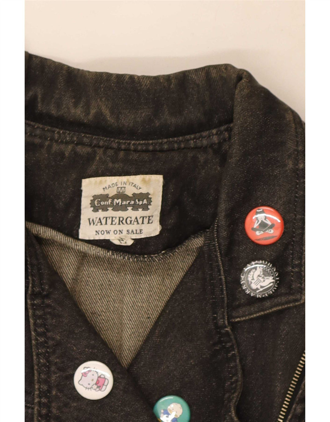 Vintage γυναικείο υπερμεγέθη Crop τζιν μπουφάν Biker UK 14 μεσαίο μαύρο βαμβακερό