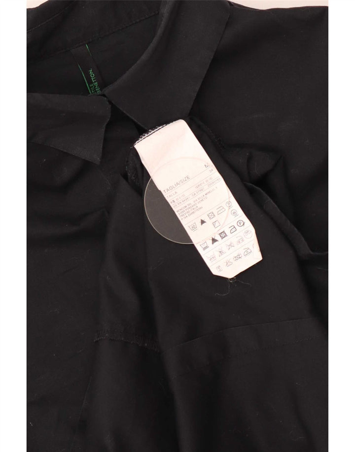 Γυναικείο πουκάμισο Benetton UK 12 Μεσαίο μαύρο βαμβακερό