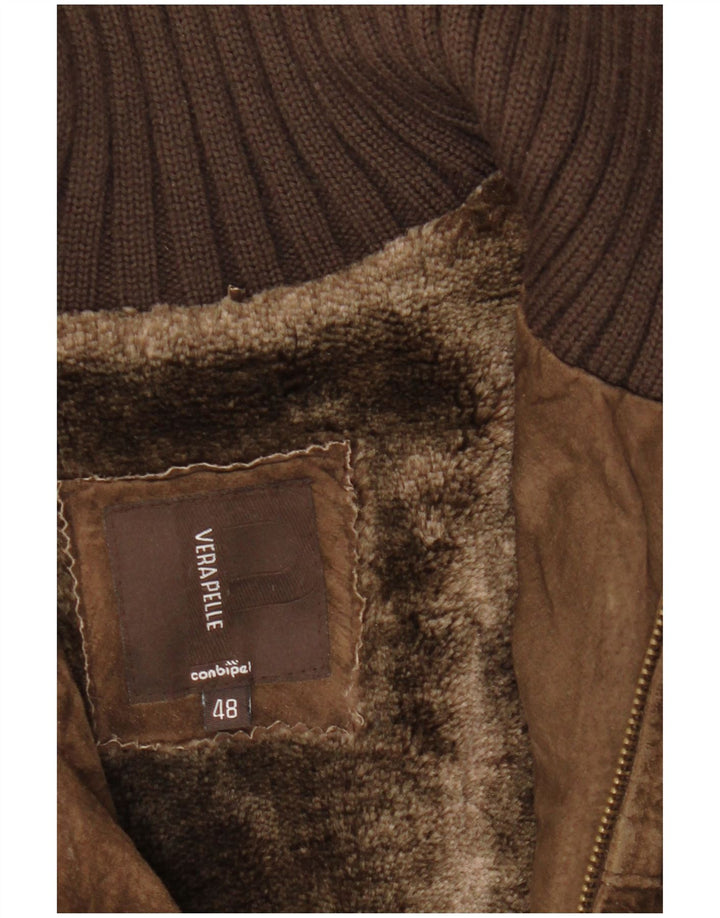 Ανδρικό Suede Jacket Conbipel IT 48 Δερμάτινο Μεσαίο Καφέ
