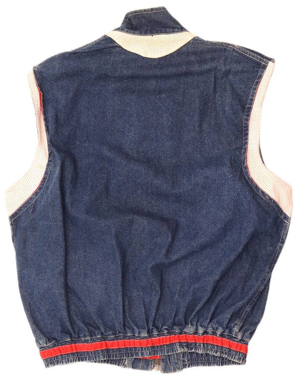 Vintage ανδρικό τζιν Gilet UK 40 Large Blue Colourblock