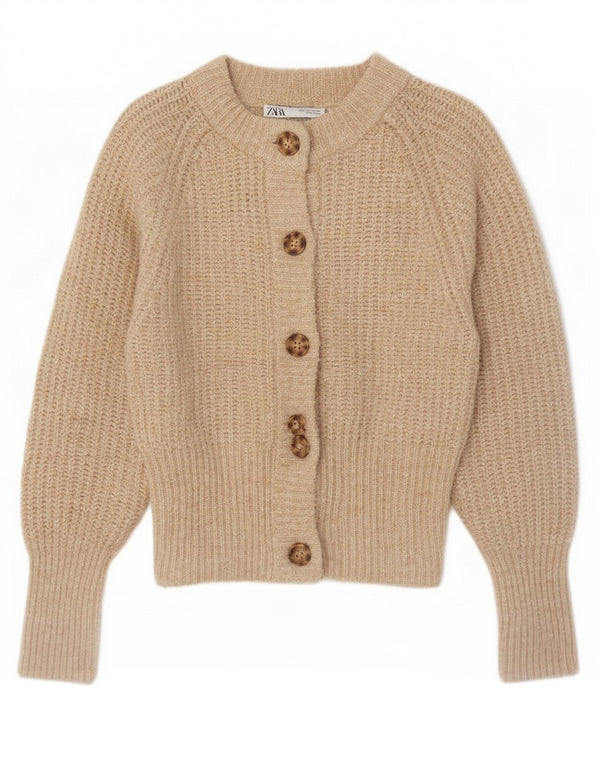 Zara Γυναικεία Ζακέτα UK 12 Medium Beige Polyester