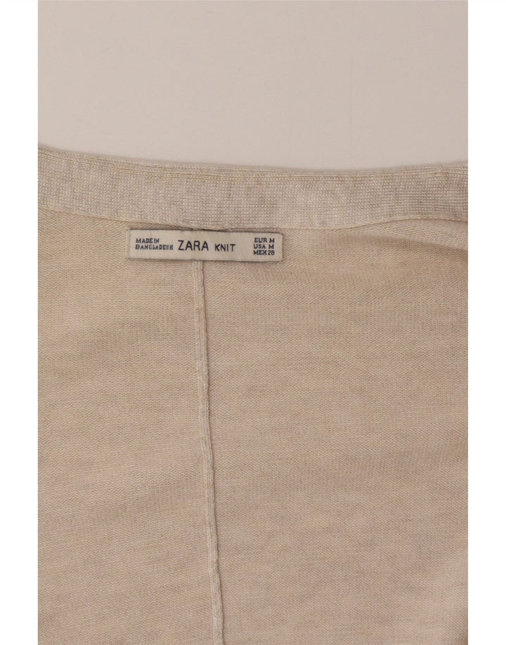 Zara Γυναικείο πουλόβερ Longline Cardigan UK 14 Medium Beige