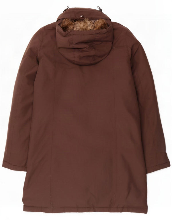 Woolrich Γυναικείο παλτό με κουκούλα με επένδυση UK 18 XL καφέ βαμβάκι