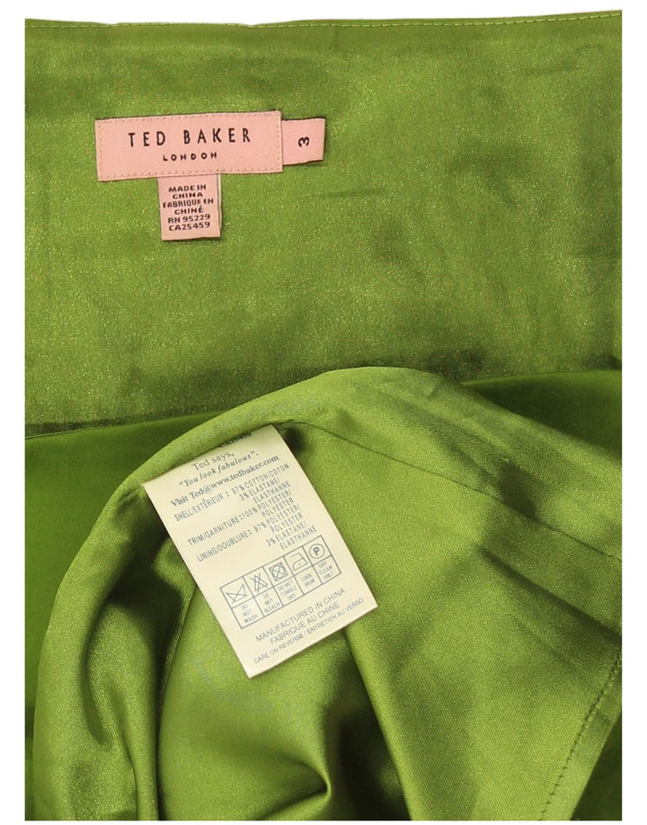 Γυναικείο αμάνικο φόρεμα με βολάν Ted Baker Μέγεθος 3 Μεσαίο πράσινο βαμβακερό