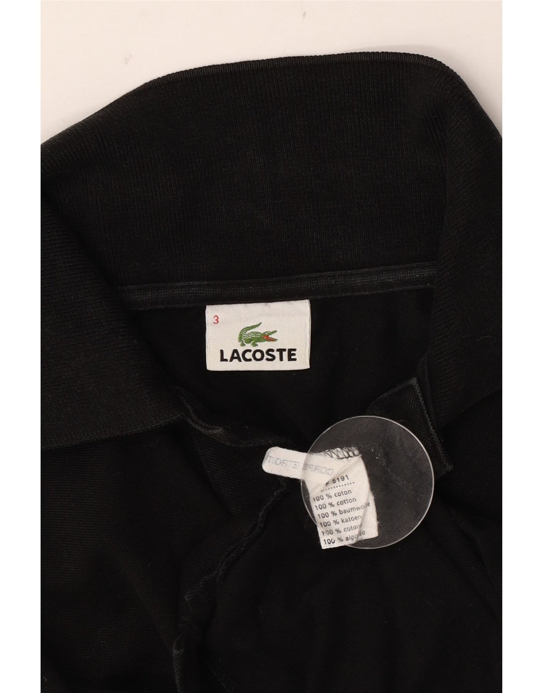 Ανδρικό μπλουζάκι πόλο Lacoste, μέγεθος 3, μικρό μαύρο βαμβακερό