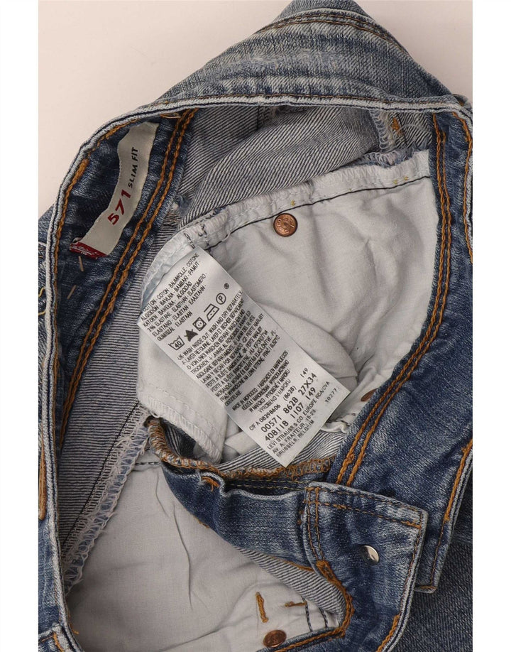 Levi's Womens 571 Slim Jeans W27 L34 Blue Cotton