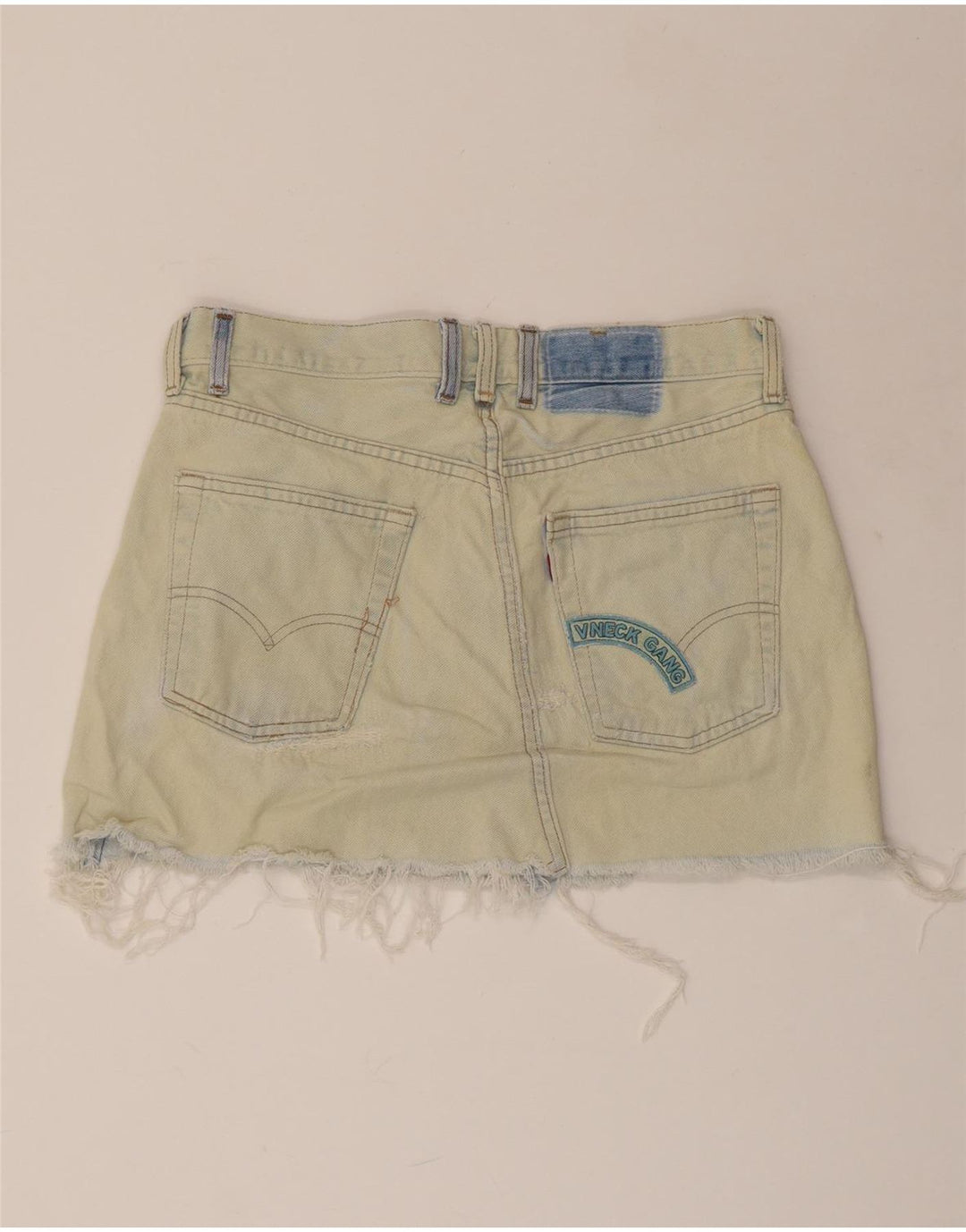 Μίνι τζιν γυναικεία ταλαιπωρημένη φούστα LEVI'S W28 Μεσαίο μπλε βαμβακερό