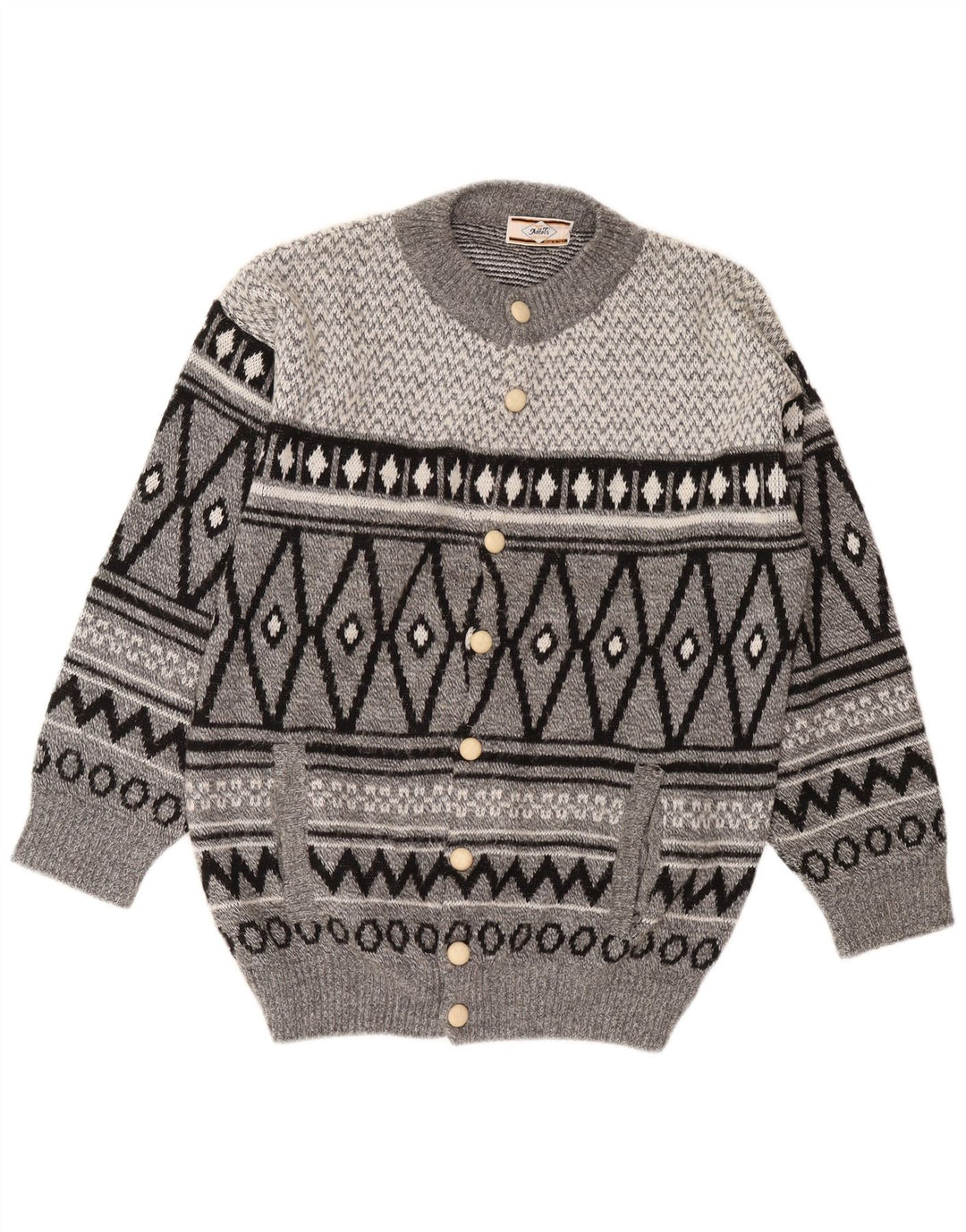 Vintage Ανδρική Ζακέτα πουλόβερ Large Grey Argyle/Diamond