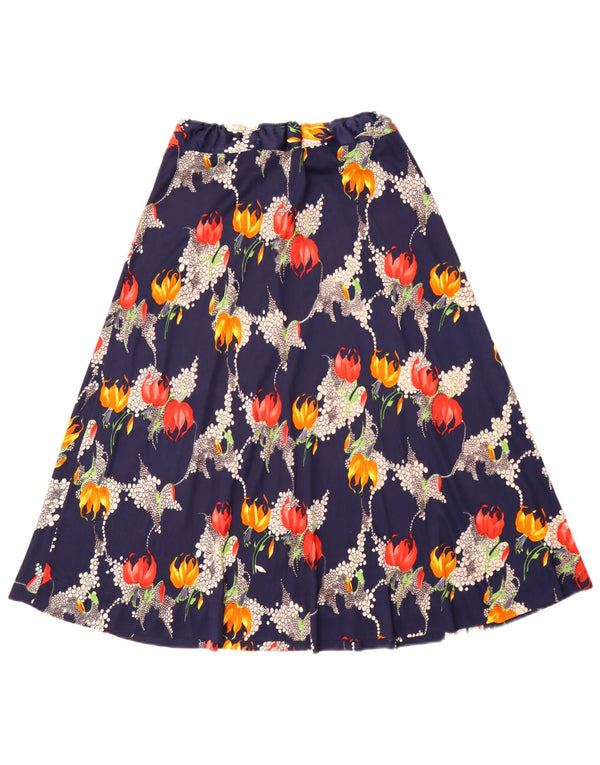 Vintage γυναικεία φούστα σε γραμμή Α W26 Small Navy Blue Floral Bohemian
